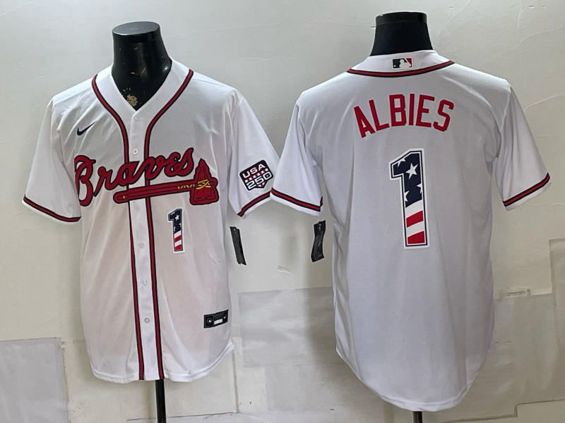 Men Atlanta Braves #1 Albies white Nike 2026 Jersey 0716001